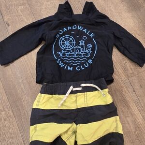 GAP Kids Black and Yellow Swim Rashguard Set